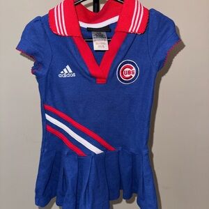 Adidas Chicago Cubs Toddler Tennis Dress Size 12m Blue/Red With Red Shor…